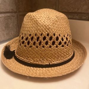 Beige Straw Fedora Hat
